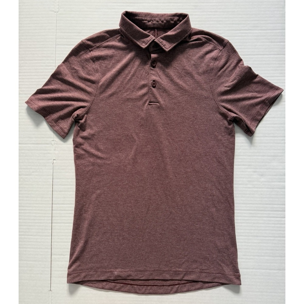 Lululemon Evolution Polo Shirt Short Sleeve Heather Burgundy Golf XS Polo